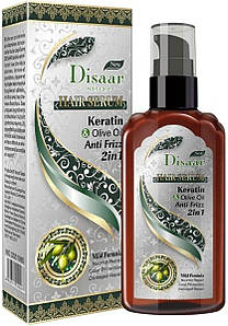 Олія-сироватка для волосся Disaar Keratin Hair Care & Olive Oil Anti Frizz 2в1, 120 мл