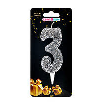 Свічка-цифра "3" срібло магічне