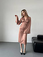 Елегантна шовкова сукня кольору капучіно 26560 Ordio 42/44