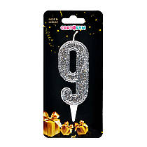 Свічка-цифра "9" срібло магічне