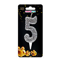 Свічка-цифра "5" срібло магічне