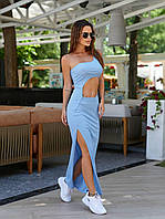 Стильна сукня з асиметрією на одне плече ,блакитного кольору 24972 StMi 46/48