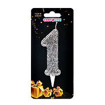 Свічка-цифра "1" срібло магічне