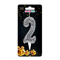 Свічка-цифра "2" срібло магічне