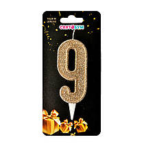 Свічка-цифра "9" золоте капучино