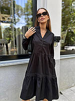 Женское трапецевидное платье черного цвета 26197 RS S