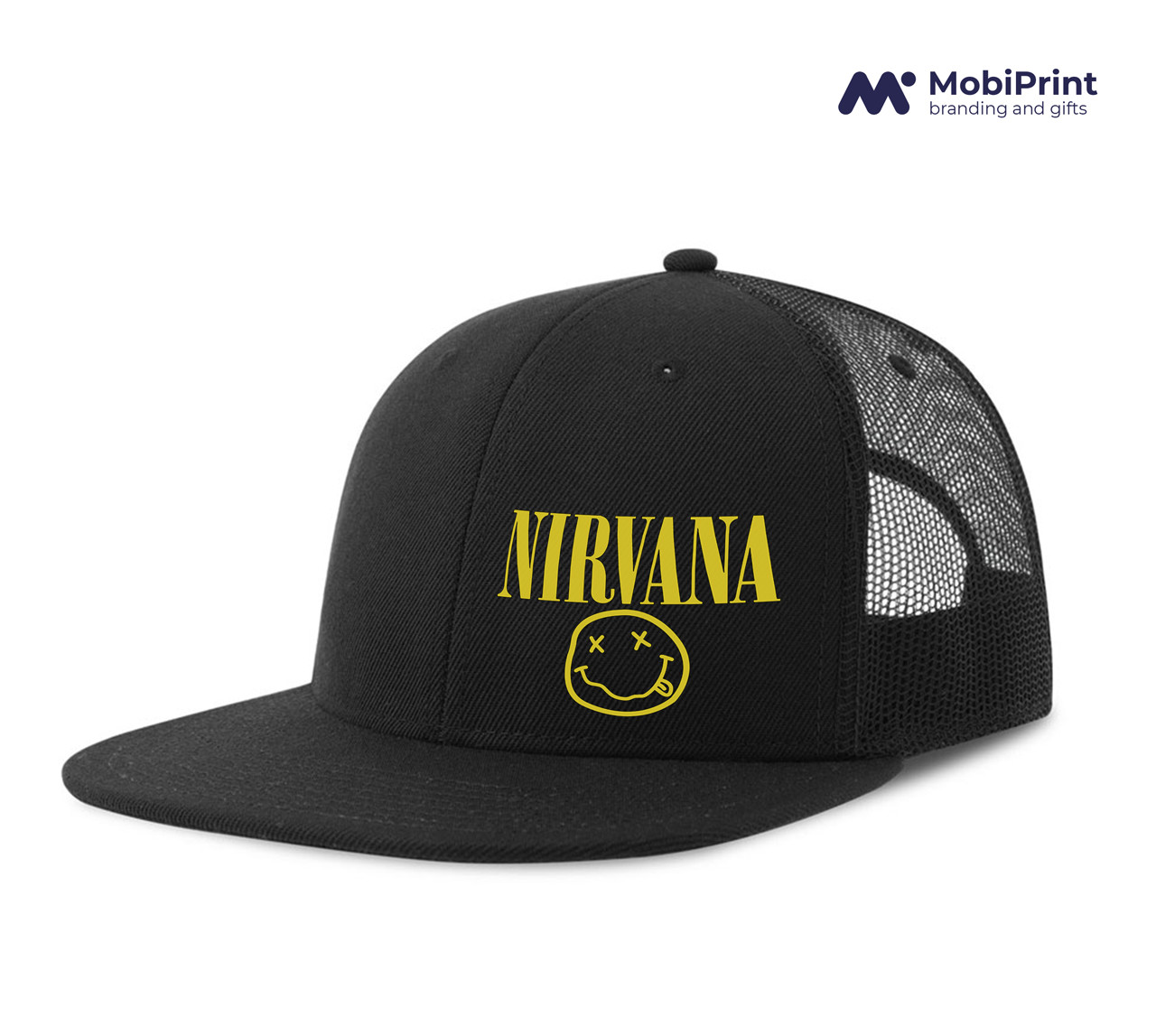 Кепка Snap Mesh з принтом Нирвана (Нірвана) Чорний, фото 1