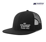 Кепка Snap Mesh з принтом My girlfriend hotter than you Чорний
