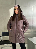 Женская теплая зимняя куртка шоколадного цвета 25665 N 46/48