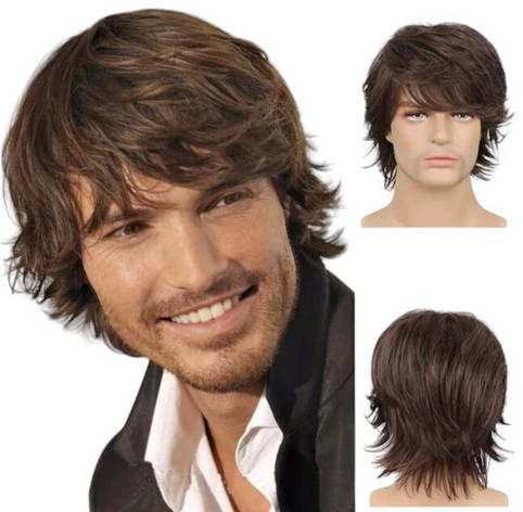 Перука чоловіча коротка шоколад, термоволокно DC 021-Brown, фото 1