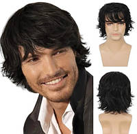 Перука чоловіча коротка чорна, термоволокно DC 021-Black