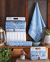 Набор махровых полотенец для бани,лица 4 шт в упаковке размер 70/140 см (2шт) + 50/90 см (2шт) см Турция Голубой