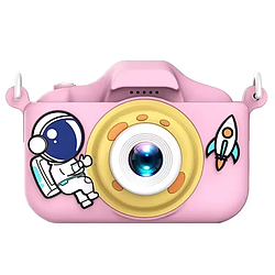 Дитячий фотоапарат з фронтальною камерою, силіконовим чохлом та підтримкою карти пам'яті X200 Astronaut Рожевий 44678