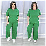 Літній повсякденний жіночий брючний костюм батал: футболка + штани (р.48-58). Арт-3402/35, фото 3