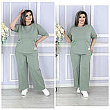 Літній повсякденний жіночий брючний костюм батал: футболка + штани (р.48-58). Арт-3402/35, фото 5