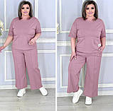 Літній повсякденний жіночий брючний костюм батал: футболка + штани (р.48-58). Арт-3402/35, фото 6