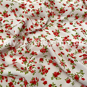 Штапель прінтованний Рожеві троянди на молочному