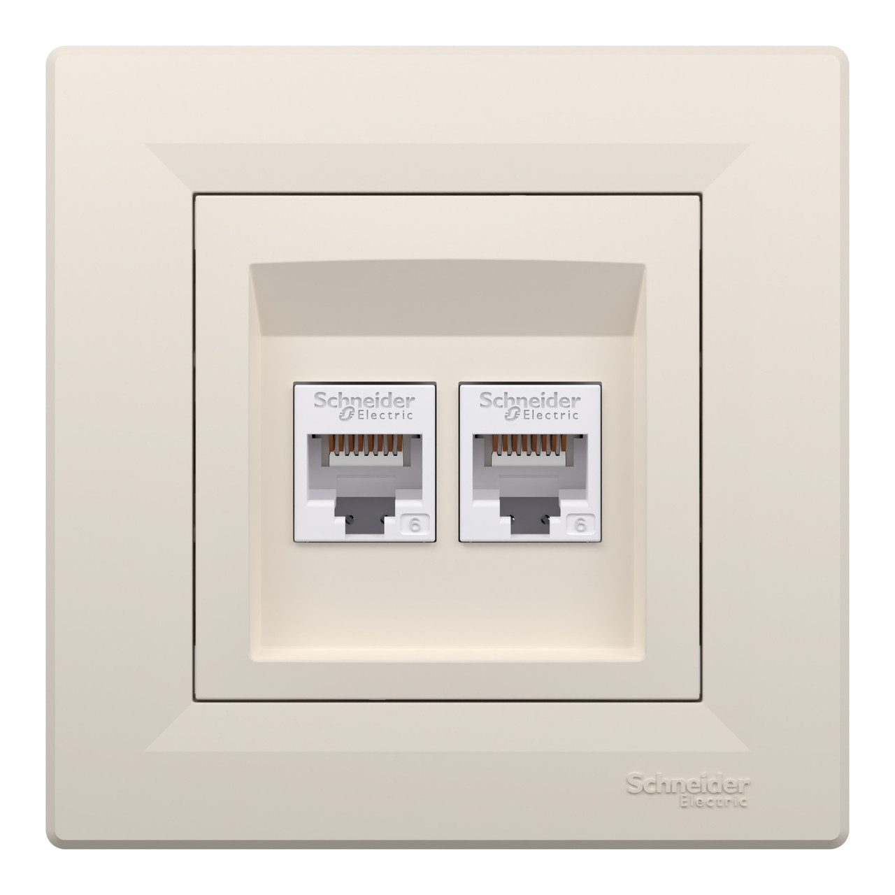 Розетка комп'ютерна подвійна RJ45 кат. 6 UTP крем Asfora Schneider