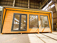 Fertiger mobiler Handelspavillon, Café, Verkaufsbüro mit einem Badezimmer von 7,0 x 4,5 m mit Lieferung in die ganze Ukraine und Europa! Video