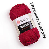 YarnArt Macrame пряжа красная (№143) полиэстер упаковка, ярнарт макраме