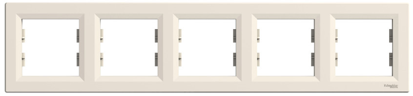 Рамка 5-постова горизонтальна крем Asfora Schneider