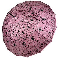 Женский зонт-трость на 16 спиц с абстрактным принтом полуавтомат от фирмы Toprain нежно-розовый 01541-11