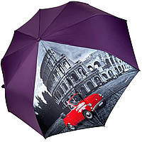 Женский зонт полуавтомат от Toprain на 9 спиц антиветер с декоративной вставкой фиолетовый 0465-2