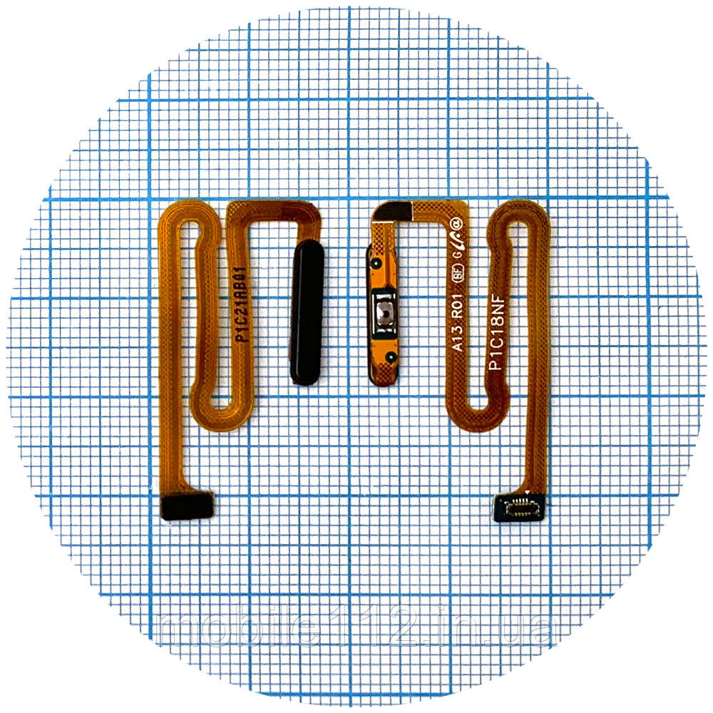 Шлейф Samsung Galaxy A13 5G A136U з кнопкою включення та сканером відбитка пальця (чорний), фото 1