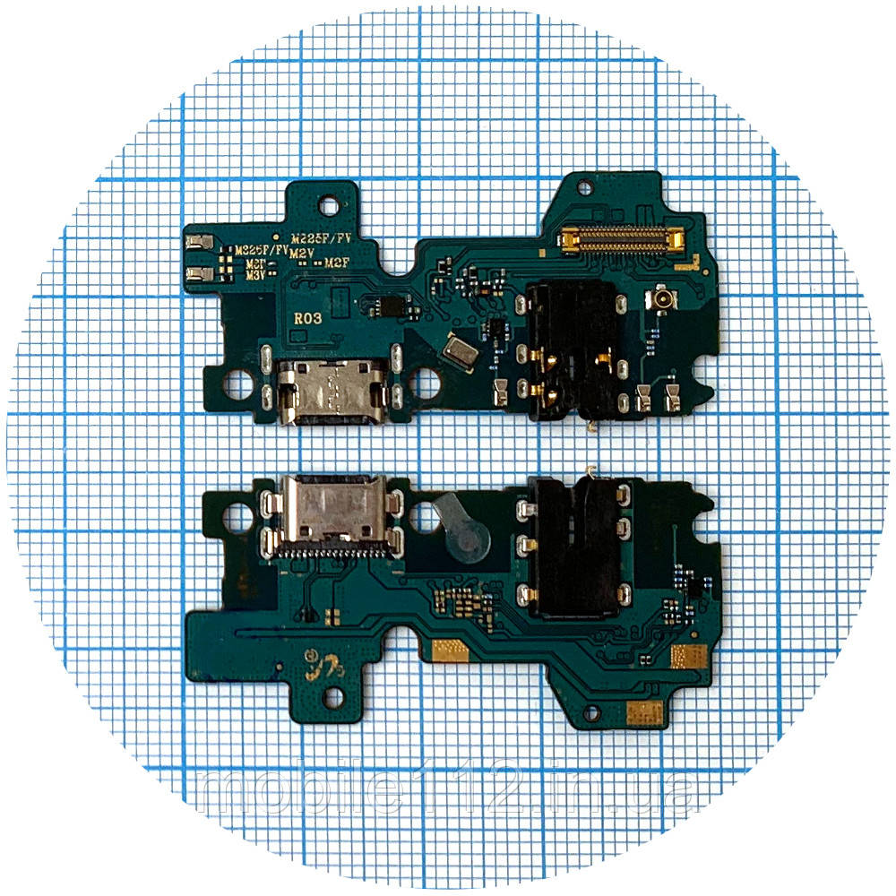 Шлейф Samsung Galaxy M22 M225F, Galaxy M32 M325F з роз'ємами зарядки та навушників, мікрофоном - нижня плата (оригінал Китай), фото 1