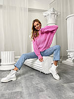 Женский стильный свитер с дырками Dorian 6 Цветов! Размер 42-46 Розовый