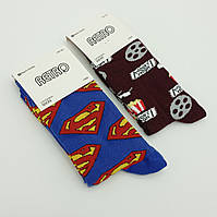 Набор носков с яркими принтами высокие коттоновые носки унисекс размер 36-42 супермен попкорн