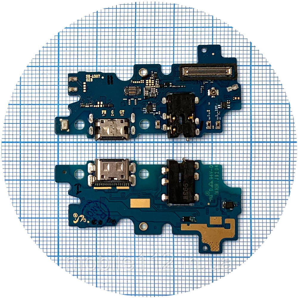 Шлейф Samsung Galaxy A30s 2019 A307F ver 02B з роз'ємом зарядки, навушників та мікрофоном Оригінал 100% - нижня плата, фото 1