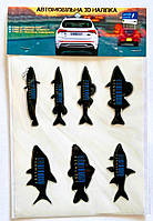 Наклейка на Авто/Мото риби Інтер'єрні наклейки рибалка Силіконові 3D наклейки риб штрих-код патріотичні