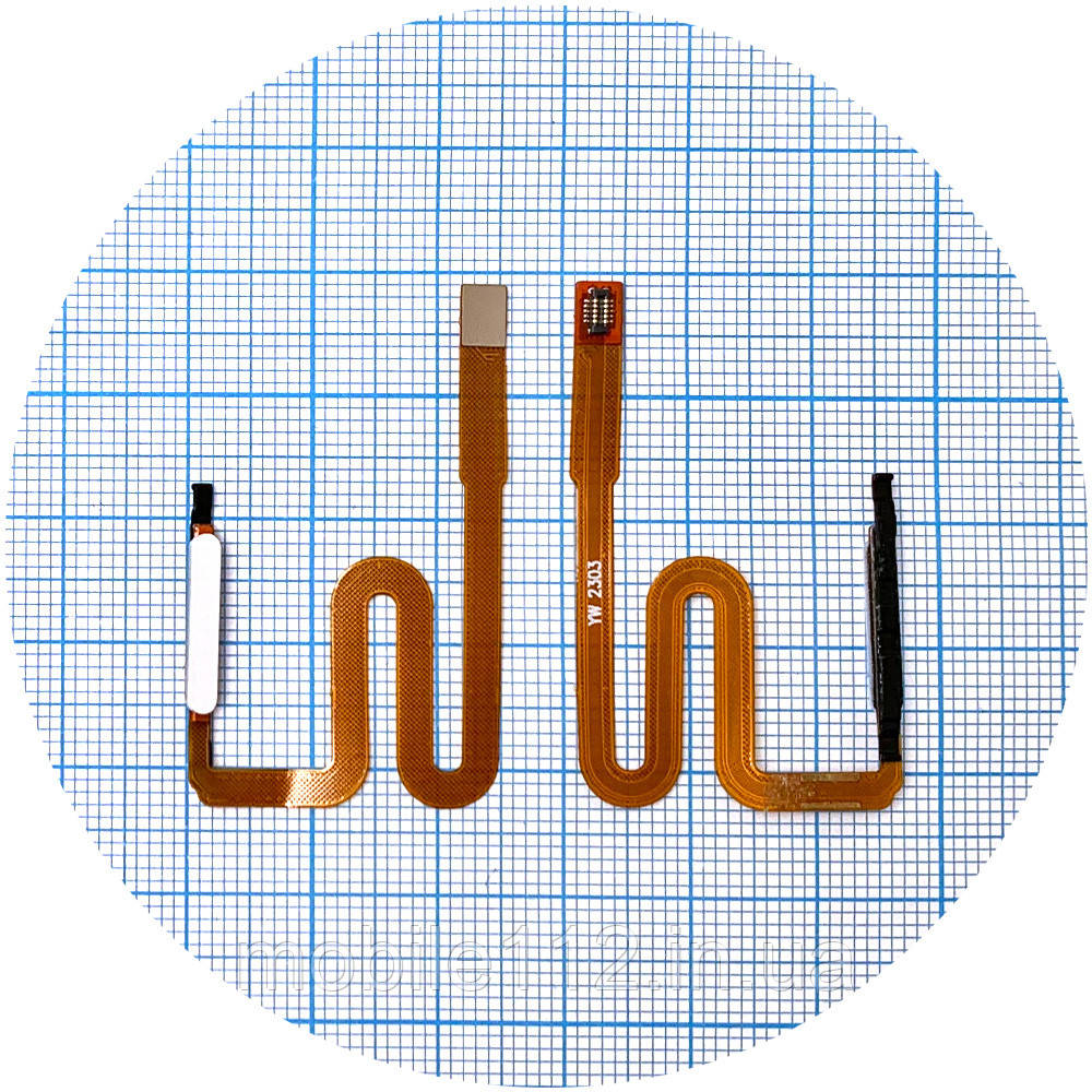 Шлейф Samsung Galaxy A03s A037F із сканером відбитка пальця білий, фото 1