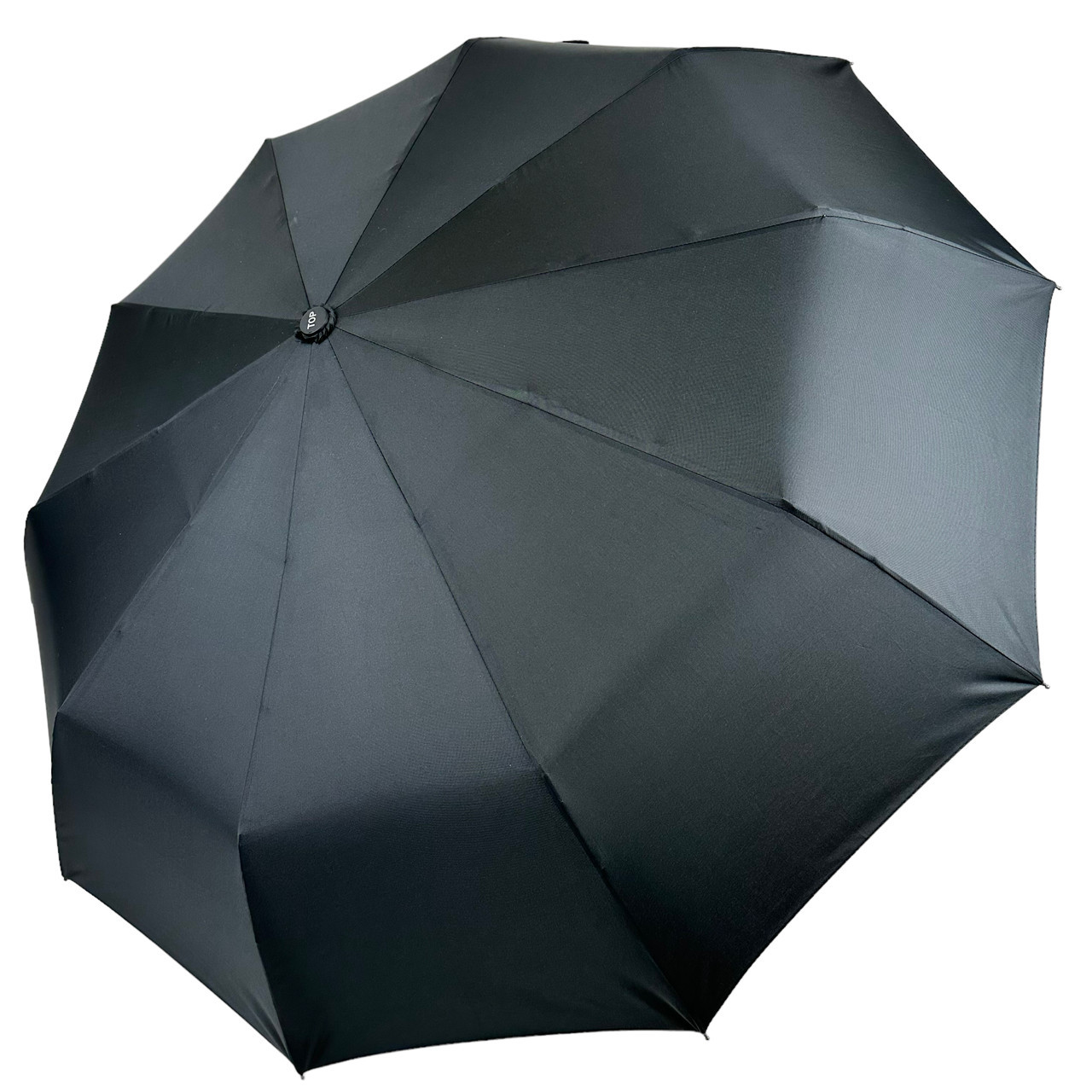 Стильна чоловіча складана парасолька-автомат на 10 подвійних спиць із прямою ручкою від Toprain чорний 0907-1