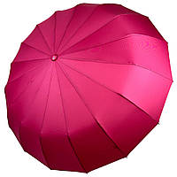 Однотонный зонт автомат на 16 карбоновых спиц антиветер от Toprain розовый 0918-1