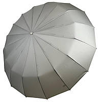 Однотонный зонт автомат на 16 карбоновых спиц антиветер от Toprain серый 0918-7