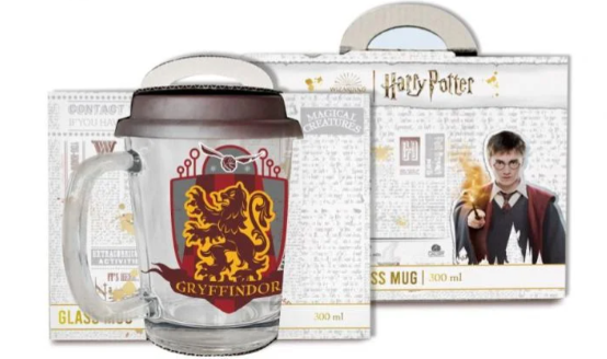 Чашка Гаррі Поттер скляна 300 мл з кришкою Гріфіндор Harry Potter 91605543, фото 1