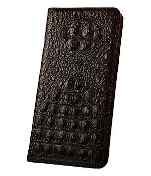 Чохол для MEIZU U20 з натуральної шкіри протиударний магнітний книжка з підставкою "CROCOHEAD" "Холота крокодила" — чорний