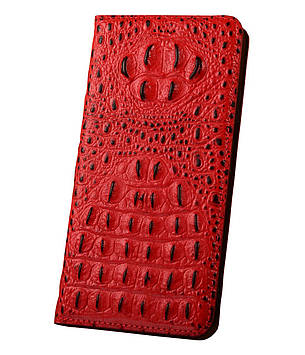 Чохол для Sony Xperia Z3 D6633 з натуральної шкіри протиударний магнітний книжка з підставкою "CROCOHEAD" "Холика крокодила" — червоний