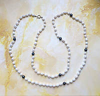 Шикарное ожерелье 100% натуральный речной жемчуг 8-9 мм вес 65г длина 110 см