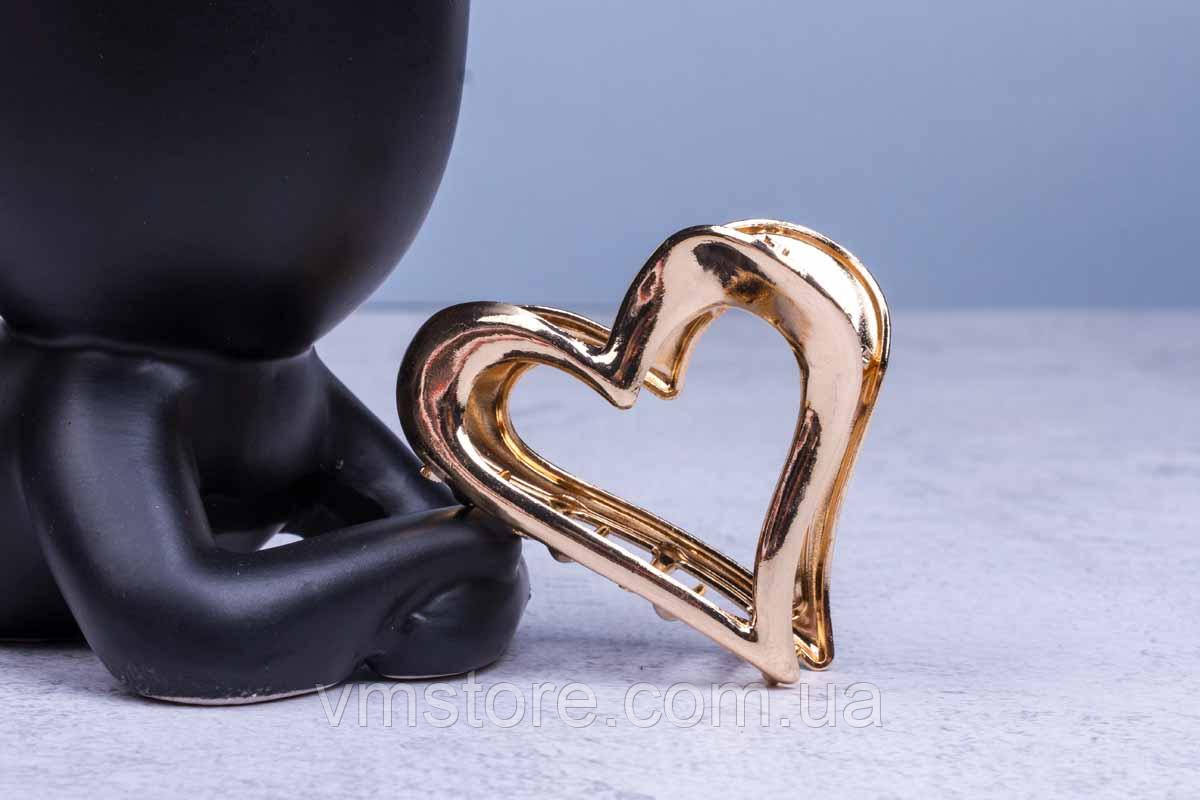 Краб Серце для волосся, металевий крабик, золотистий, фото 1