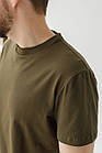 Чоловіча футболка кольору Хакі літня бавовняна базова, зелена легка якісна легка футболка для чоловіка, фото 2