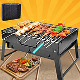 Складаний мангал чемодан переносний BBQ портативний барбекю гриль з решіткою для пікніка, фото 3
