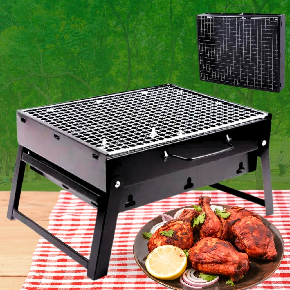 Складаний мангал чемодан переносний BBQ портативний барбекю гриль з решіткою для пікніка