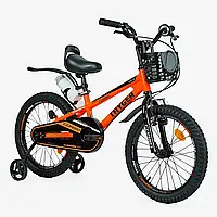 Детский алюминиевый велосипед Corso TAYGER 18" ручной тормоз, бутылочка, корзинка, собран на 85%