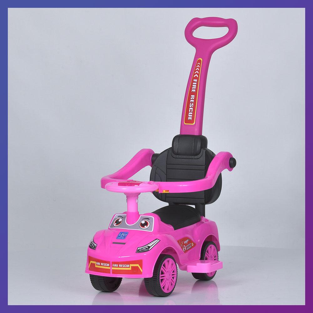 Дитяча каталка-толокар 2в1 Bambi Racer M 5763 з батьківською ручкою Рожевий, фото 1