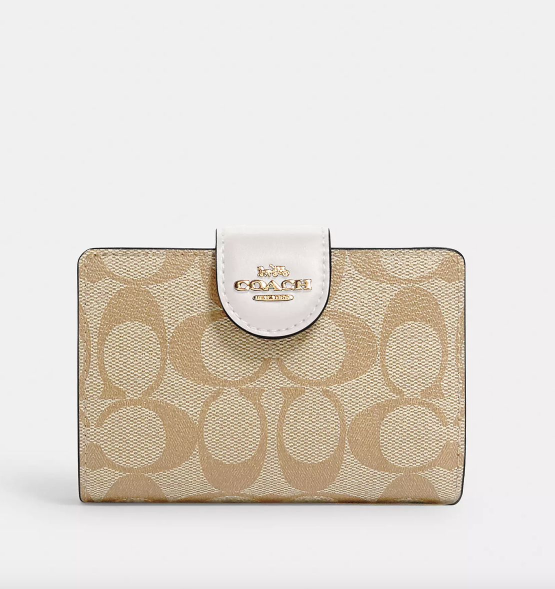 Гаманець жіночий Coach Medium Corner Zip Signature Білий. (R370)