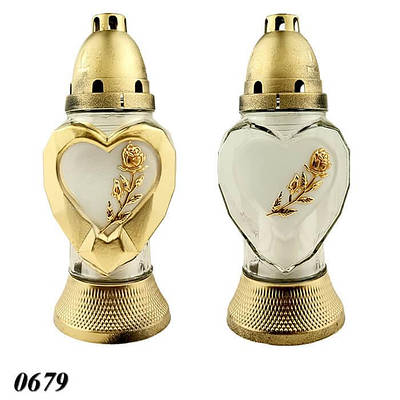 Свічка лампадка скло Троянда серце d 10 см h 25 см