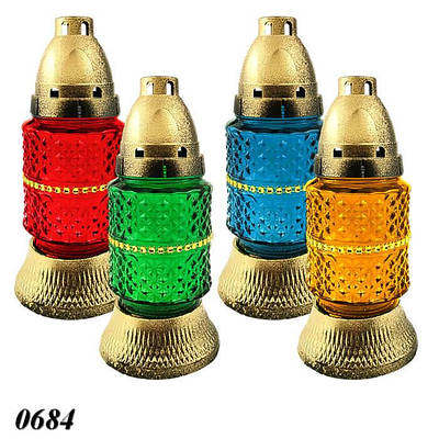 Свічка лампадка скло з камінчиками d 9 см h 18 см (15шт)